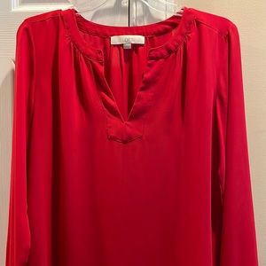 Loft red long sleeve blouse